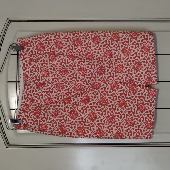 J. Crew Factory Pencil Skirt Size 2 Pink White Star Pattern Cotton - Picture 4 of 11